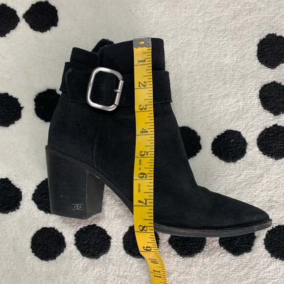Sam Edelman Ankle Boots Women's 7 Leonia Black Suede Pointy Toe Side Zip Bootie - Picture 12 of 16